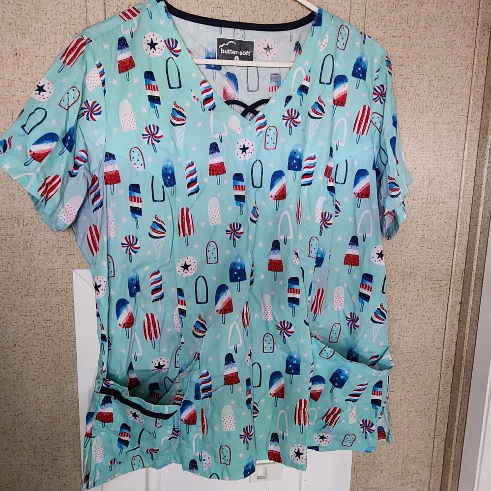Patriotic popsicle scrub top